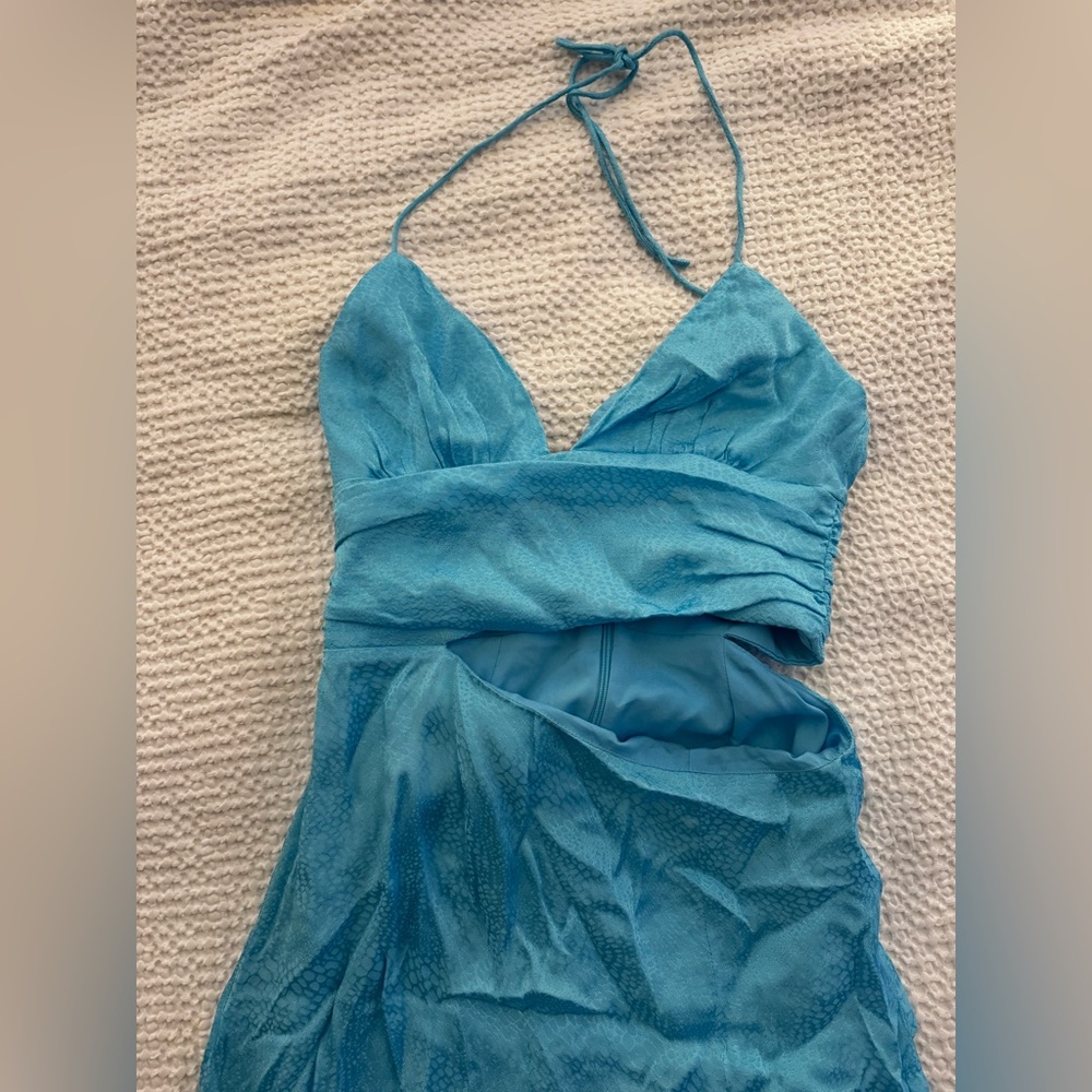 Camila Coelho Turquoise Midi Dress with Side Slit - Picture 5 of 10